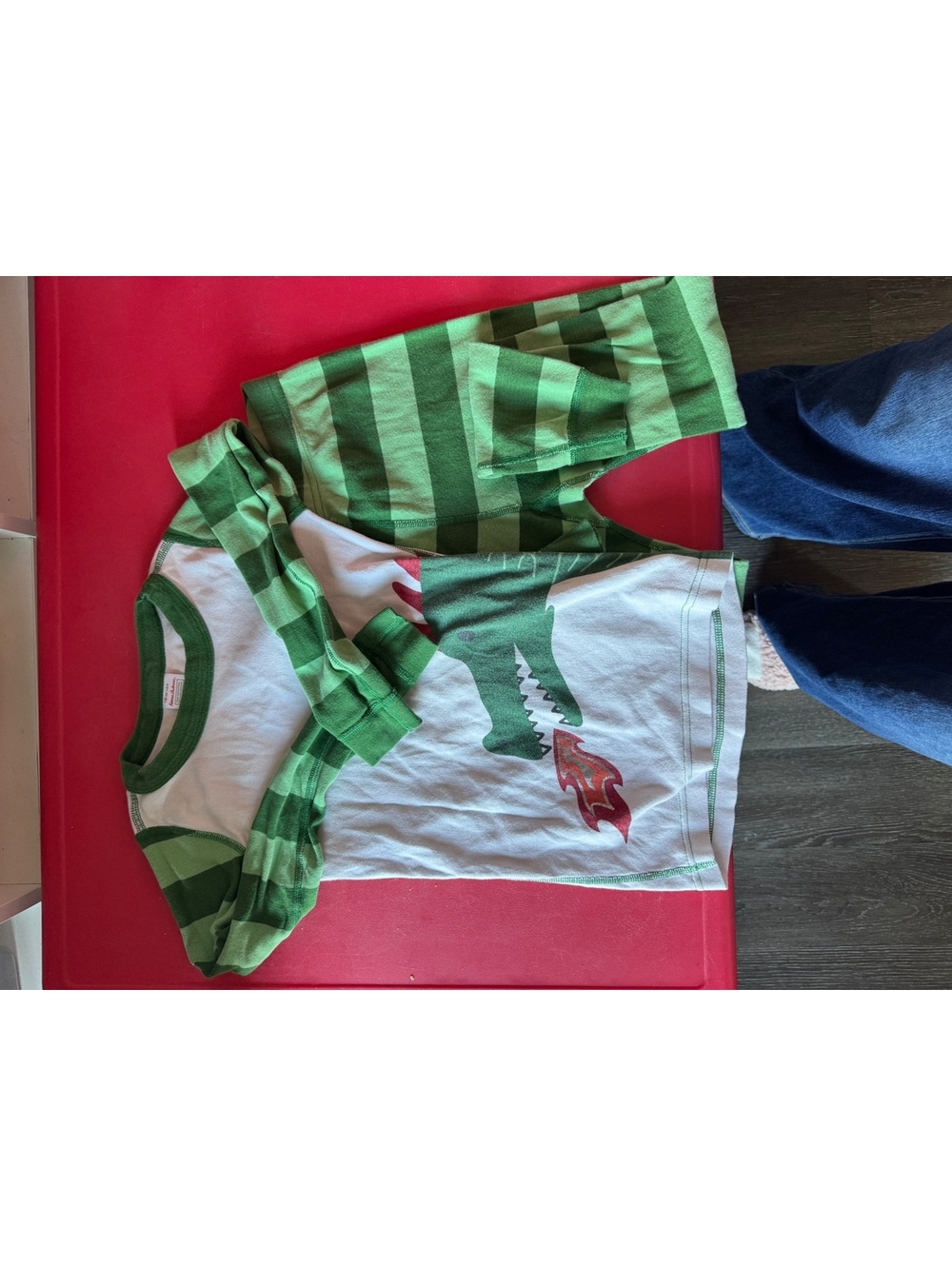Hanna Andersson Kids Size 8 130 OrganicCotton Alligator Pajama Set Green Striped
